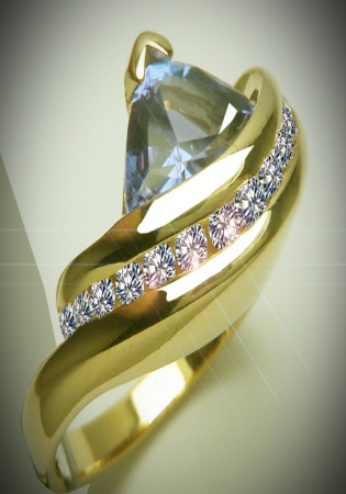 Mcj 14k cut diamond and sapphire women' ring