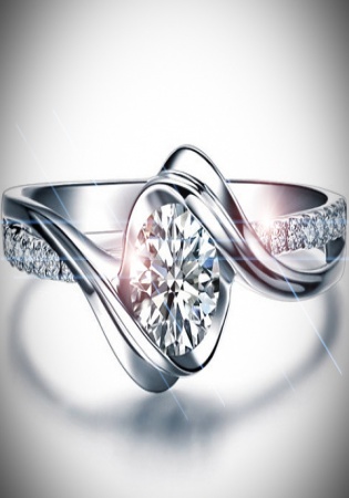 Twisted round shape diamond engagement ring 14k white gold or yellow gold art deco diamond ring