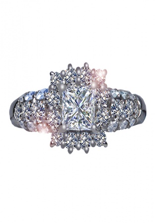 Pt900 diamond princess cut igl 94153999 halo 0516 ring for women