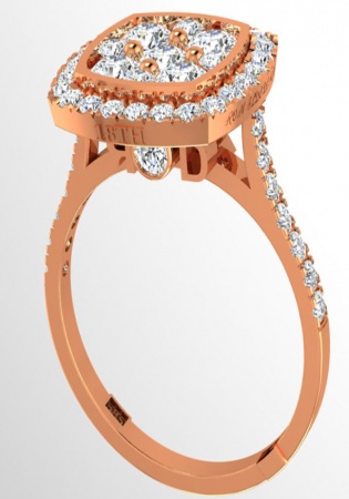 18th anniversary ronaldo diamond handmade shaped halo limited edition collection diamond natural 750 rose gold women' ring