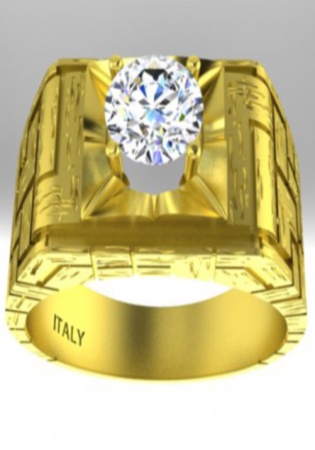 Gia 2161101408 6.15-620x3.85mm diamond 14k yellow gold handmade in italy men' ring