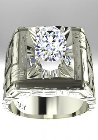 5.4-5-5x318mm color f clarity vs1 diamond 14k white gold handmade in italy men' ring