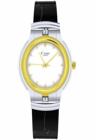 Camy geneve 18k gold plated / ss quartz white dial women's wristwatch