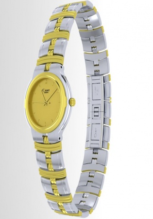 Camy geneve 18k gold plated / ss quartz yellow dial women's wristwatch