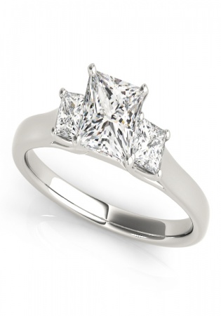 3 stone princess diamond trellis engagement ring 