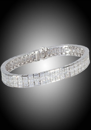 18k white gold princess cut diamond bracelet