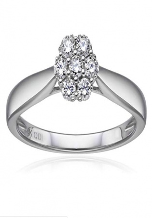 Igi certified 14k white gold diamond cluster solitaire ring
