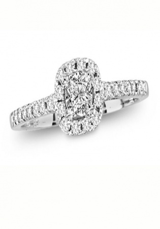 Christian dior 1/2 ct. t.w. round-cut diamond halo engagement ring in 14k white gold