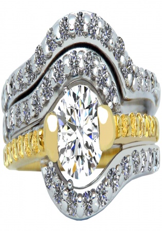A. jaffe diamond bypass 14k two tone gold engagement bridal band ring