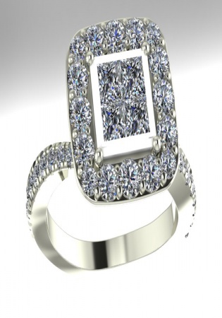 Ever us princess-cut diamond halo top frame bypass ring in 14k white gold