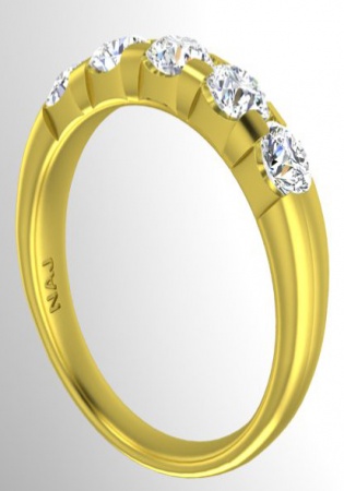 Naj 14k yellow gold diamond wedding band ring round white gold 5 stone anniversary