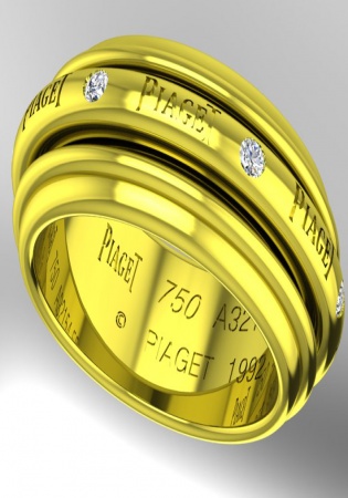 Piaget 18 karat yellow gold possession diamond ring 5.5