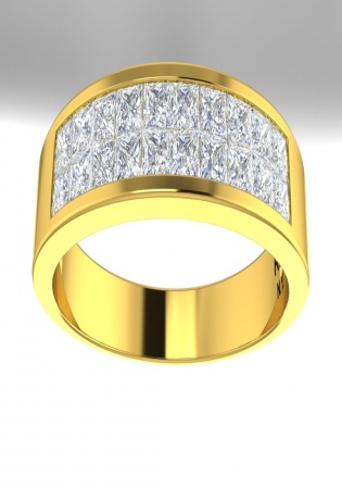 Ronaldo diamond rn n.y. 4/7ct princess cut diamond 2 row 14k yellow gold band ring