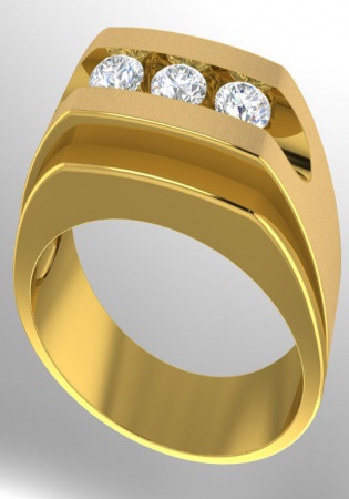 Zales vip 14k yellow gold diamond 3-stone band ring gent