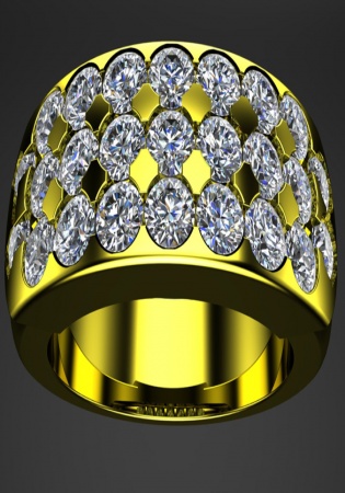 Rd dome share prong diamond band ring 18k gold 2.00 ct. tw
