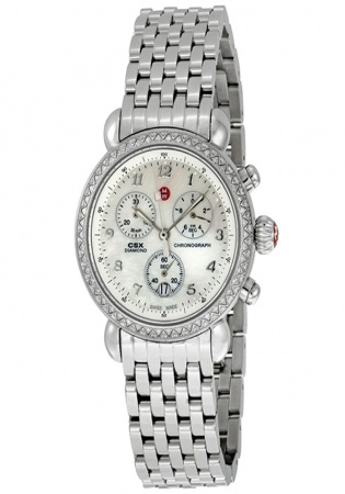 Michele csx natural diamond 2 row in bezel chrono watch 36mm