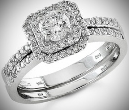 3/4 carat art deco diamond wedding ring set H0