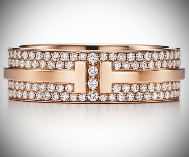Tiffany t diamond 18k rose gold ring H0