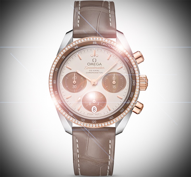 Omega speemaster diamond chronograph cappucino automatic men H0