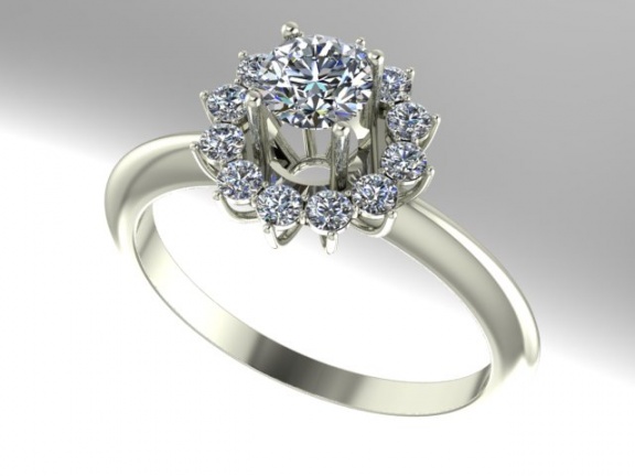 Halo 750 diamond round cut gia 1257059433 e vvs1 ring for women by daniel henderson H1