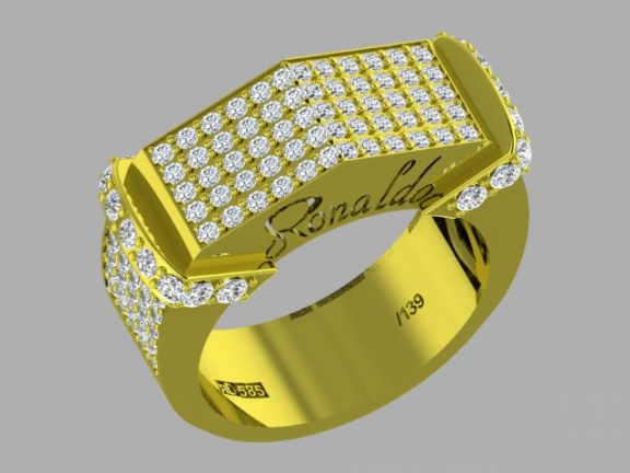 Ronaldo diamond limited edition 139 diamond natural 585 yellow gold for men ring H0