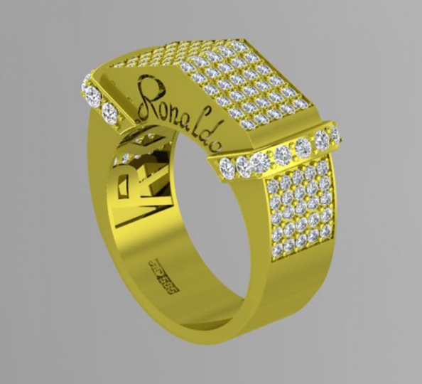 Ronaldo diamond limited edition 139 diamond natural 585 yellow gold for men ring H1