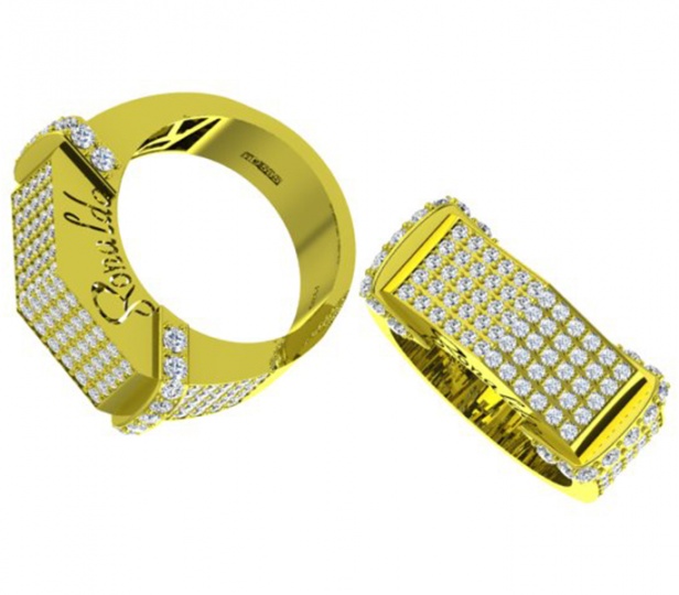 Ronaldo diamond limited edition 139 diamond natural 585 yellow gold for men ring H3