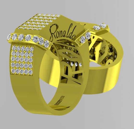 Ronaldo diamond limited edition 139 diamond natural 585 yellow gold for men ring H4