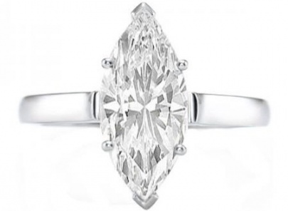Certified 0.95 carat (ctw) 14k white gold real marquise cut diamond ladies engagement solitaire ring H0