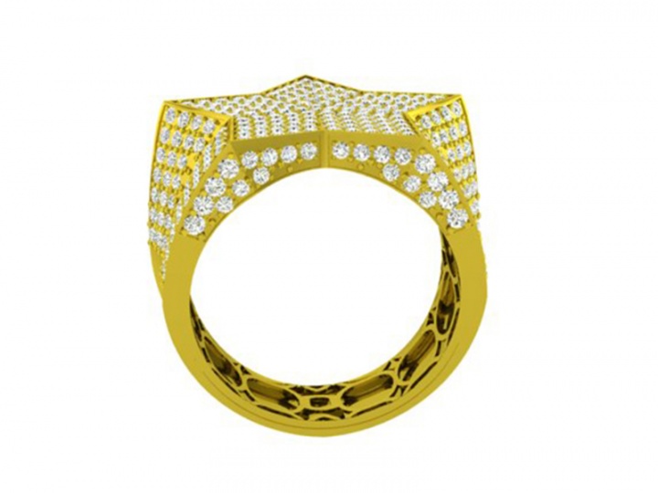 Men's rnd1000 10k yellow diamond iced star gold engagement ring by ronaldo diamond H2