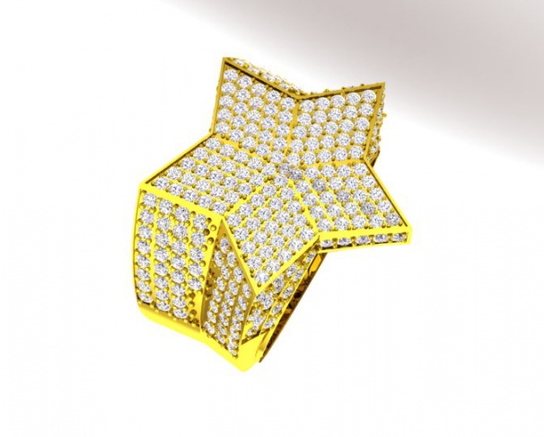 Men's rnd1000 10k yellow diamond iced star gold engagement ring by ronaldo diamond H4