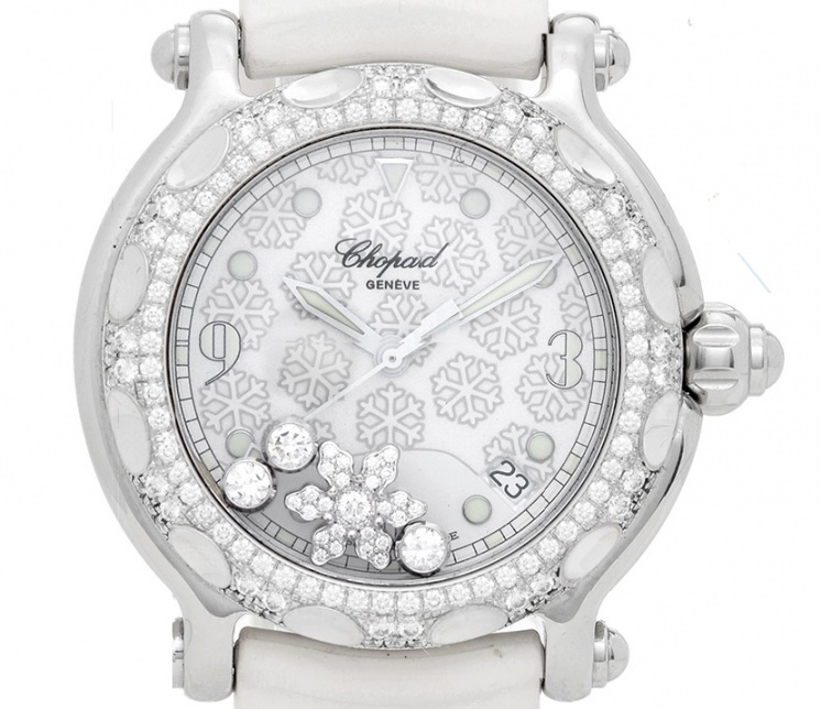 Chopard happy sport snowflake stainless steel and white gold women' watch H1