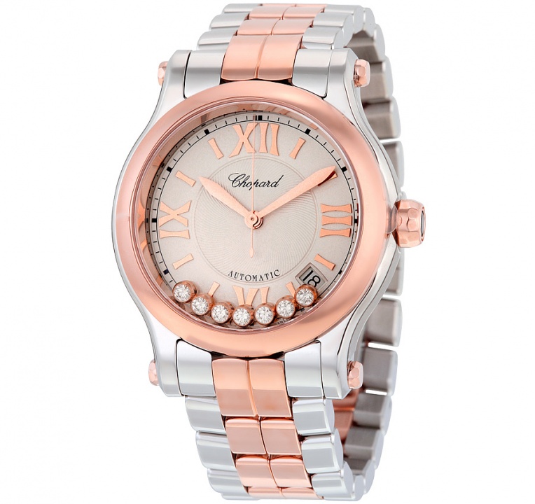 Chopard 278559 6002 happy sport diamond stainless steel gold automatic women' watch H0