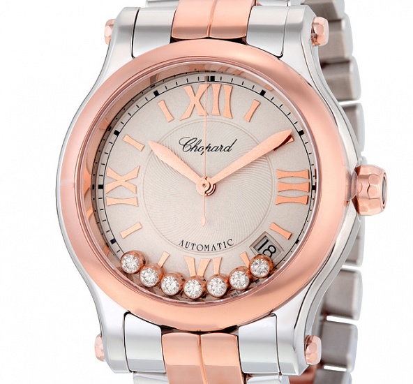 Chopard 278559 6002 happy sport diamond stainless steel gold automatic women' watch H1