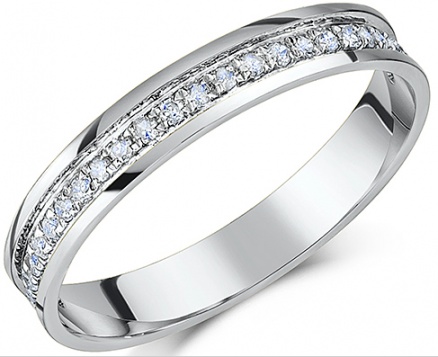 Platinum flat court diamond half eternity wedding ring H0
