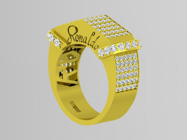 Ronaldo diamond limited edition /139 diamond natural 585 yellow gold for men ring handmade H0