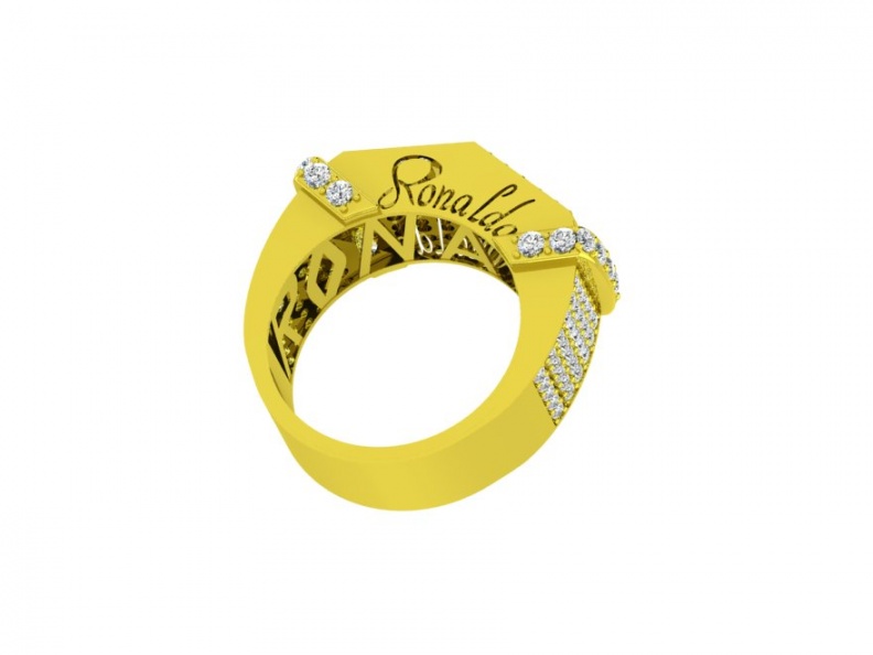 Ronaldo diamond limited edition /139 diamond natural 585 yellow gold for men ring handmade H3