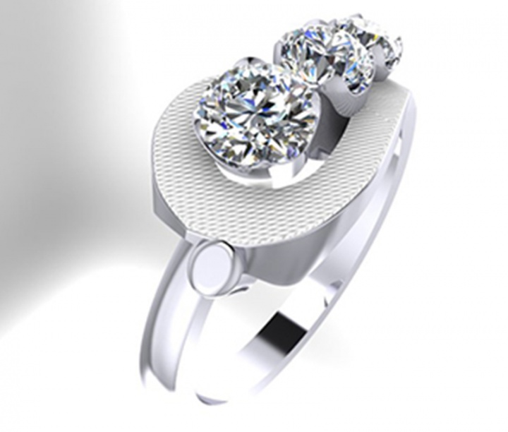 Bridal 585 three stone diamond women' ring H2