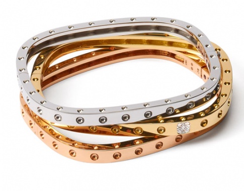 Roberto coin diamond bangle bracelet three color 18k gold H0