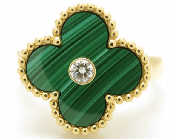 Van cleef & arpels vintage alhambra diamond 18k yellow gold women' ring H1