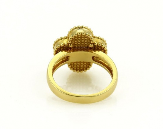 Van cleef & arpels vintage alhambra black diamond 18k yellow gold women' ring H1