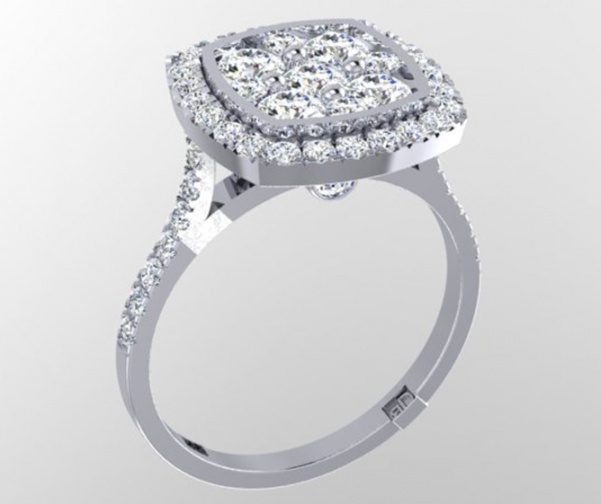 Ronaldo diamond handmade shaped halo limited edition collection diamond natural 585 white gold ring for women H2