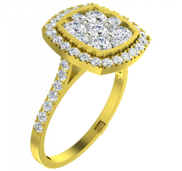 Ronaldo diamond handmade shaped halo limited edition collection diamond natural 585 yellow gold ring for women H0