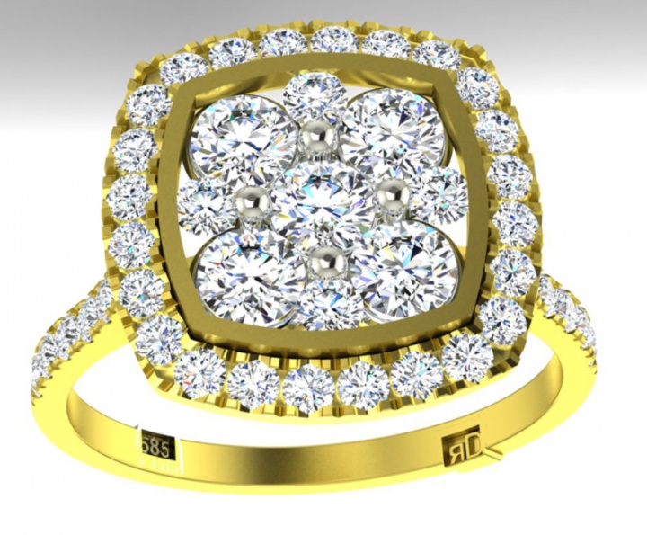 Ronaldo diamond handmade shaped halo limited edition collection diamond natural 585 yellow gold ring for women H1