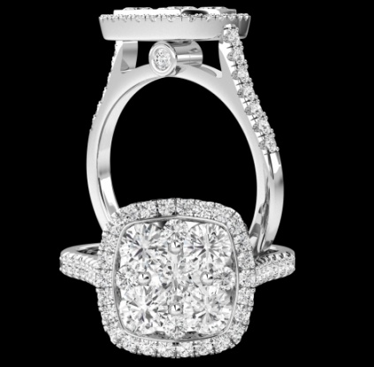 Ronaldo diamond handmade shaped halo limited edition collection diamond natural 750 white gold women' ring H2