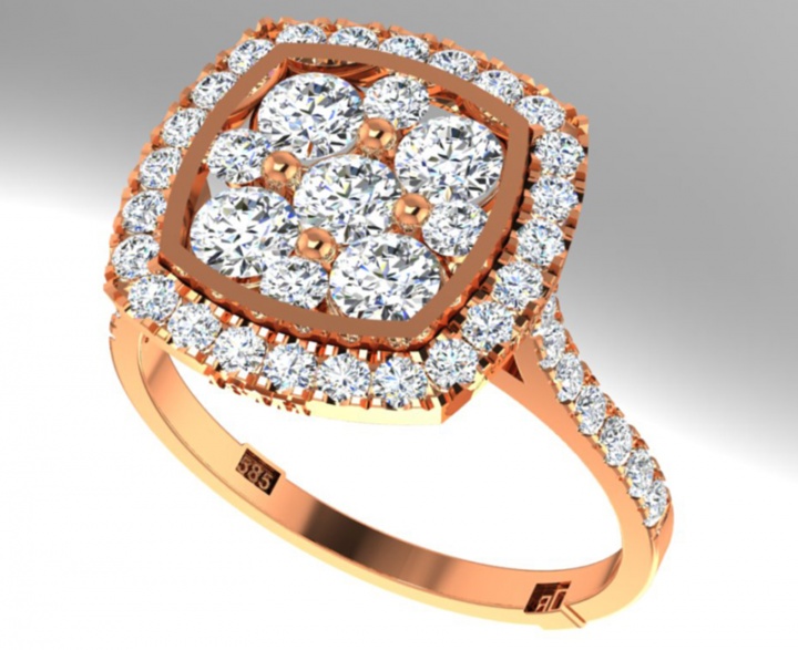 18th anniversary ronaldo diamond handmade shaped halo limited edition collection diamond natural 750 rose gold women' ring H2