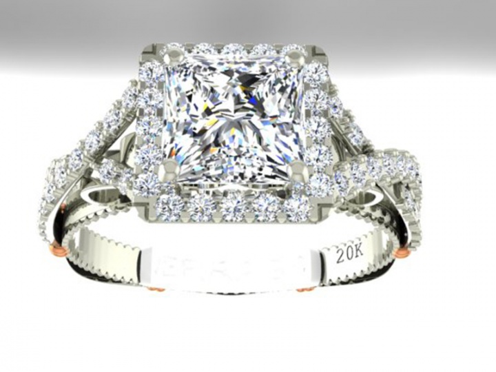 Verragio parisian diamond princess vvs1 halo 20k pt900 engagement women' ring H0