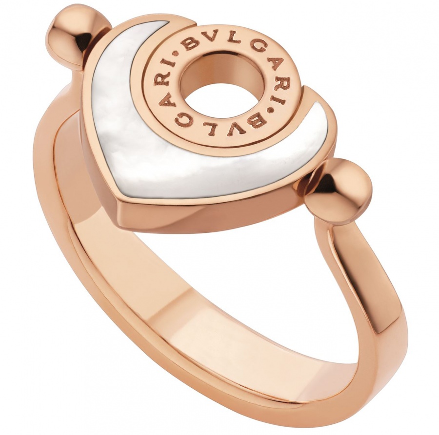 Bvlgari rose gold and mother of pearl b zero1 ring H0