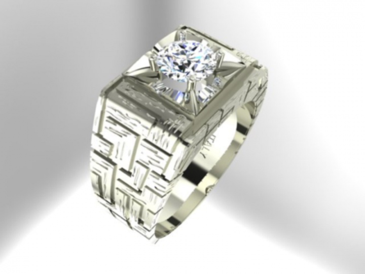 Gia 2161101408 6.15-620x3.85mm diamond 14k white gold made in italy men' ring H0