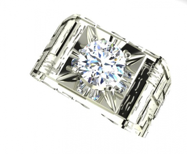 Gia 2161101408 6.15-620x3.85mm diamond 14k white gold made in italy men' ring H3
